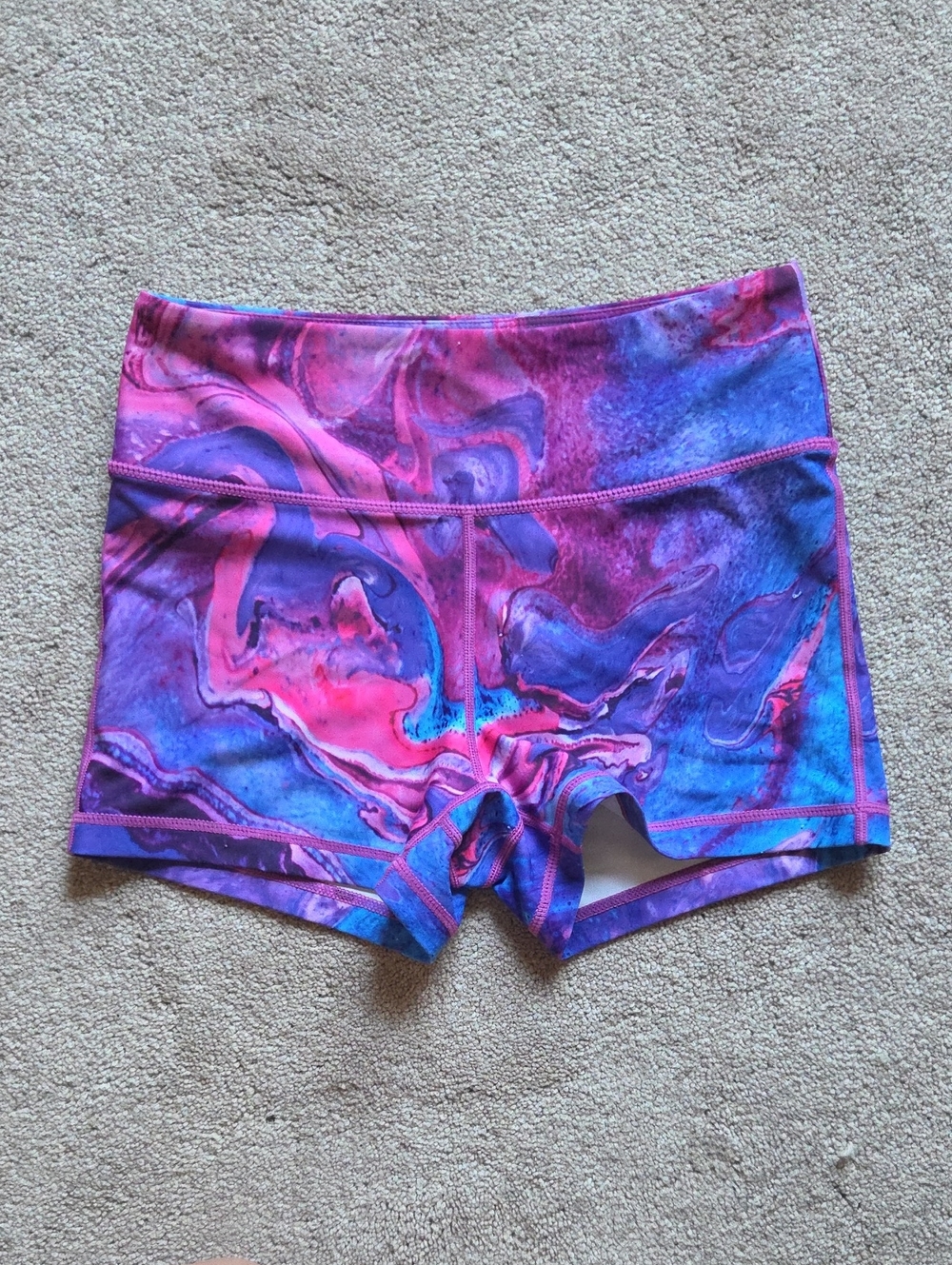 VOXY Women’s High-Waist Marble Print Spandex Shorts Size Medium